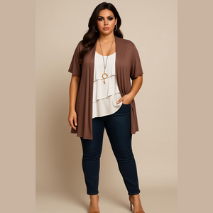Plus size two price top and cardigan
